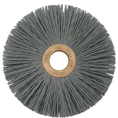 3″ Small Diameter Nylox Wheel Brush, .022/320SC Crimped Fill, 1/2″ Arbor Hole - Americas Industrial Supply