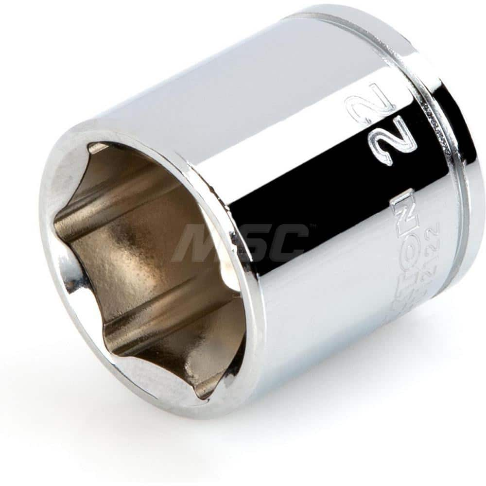 Hand Socket: 3/8″ Drive, 22 mm Socket, 6-Point Chrome-Plated & Polished