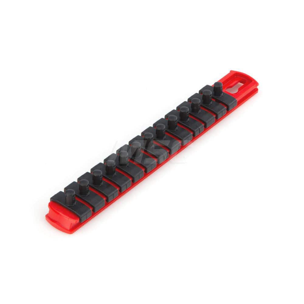 1/4 Inch Drive x 8 Inch Socket Rail, 13 Clips (Red)