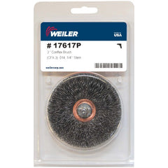 3″ Stem-Mounted Crimped Wire Wheel, .014″ Steel Fill, 1/4″ Stem, Retail Pack - Americas Industrial Supply