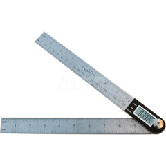 Digital & Dial Protractors; Style: Protractor; Measuring Range (Degrees): 360.00; Resolution (Degrees): 0.0500; Accuracy (Degrees): 0.20; Includes: Battery; Instructions; 8 & 10 in Blades; Battery Type: CR2032