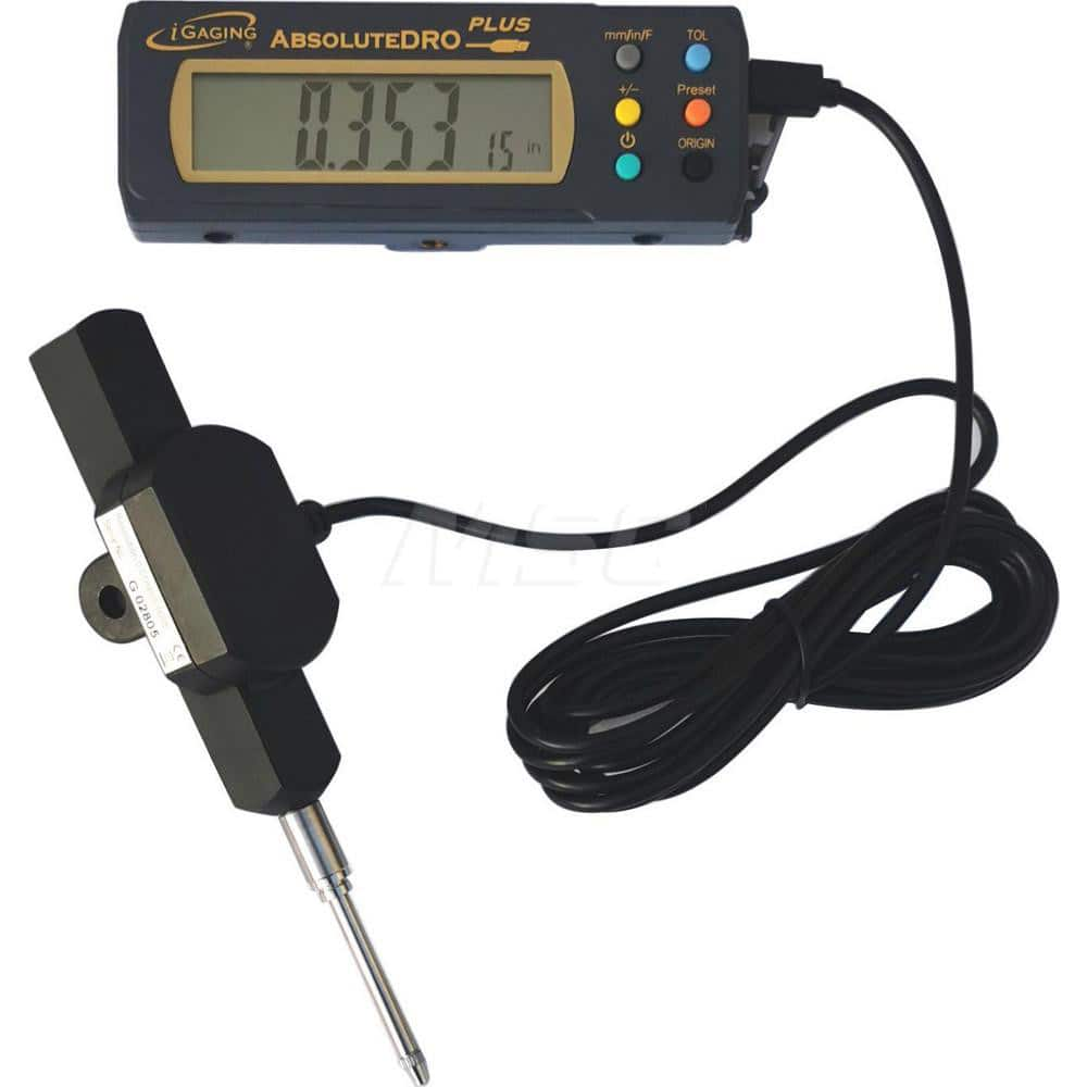 Remote Display Linear Gages; Maximum Measurement (Inch): 1; Maximum Measurement (mm): 25; Barrel Diameter (mm): 0.3750; Display Type: Digital LCD; Minimum Measurement (mm): 0; Accuracy (Decimal Inch): 0.0016; Maximum Measurement (Decimal Inch): 1; Minimum