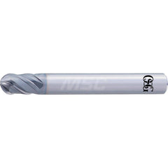 Ball End Mill: 0.1875″ Dia, 4 Flute, Solid Carbide 2-1/2″ OAL, 3/16″ Shank Dia, 40 ° Helix, DUROREY Coated, Single End
