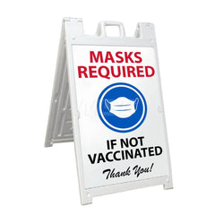 Security & Admittance Sign: ″MASK RECOMMENDED IF NOT VACCINATED″ Plastic, Free Standing, 45″ High