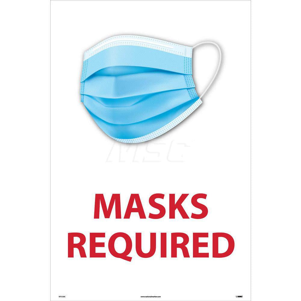 Security & Admittance Sign: ″MASK REQUIRED″ Plastic, Wall Mount, 36″ High