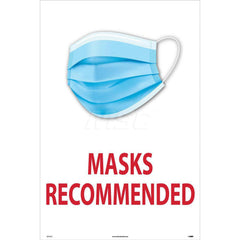 Security & Admittance Sign: ″MASK RECOMMENDED″ Plastic, Wall Mount, 36″ High