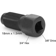 Automotive Hand Tools & Sets; For Use With: 3/4 in Hex Socket or 3/8 in Square Drive; M18 x 1.5 Spark Plug Threads; Fractional Socket Size: 3/4 in; Color: Black; Inside Diameter (Inch): 18 mm; Inside Depth: 18.00; Outside Diameter (Decimal Inch): 0.75 in;