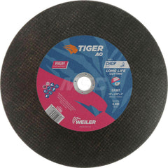 Cut-Off Wheel: Type 1, 14″ Dia, 3/32″ Thick, Aluminum Oxide Reinforced, 36 Grit, 4400 Max RPM, Use with Chop Saws