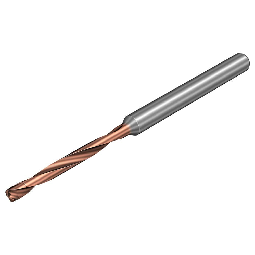 Micro Drill Bit: 0.0276″ Dia, 140 °, Solid Carbide TiALN Lite Finish, 1.4961″ OAL, RH Cut, Spiral Flute, Straight-Cylindrical Shank, Series CoroDrill 862