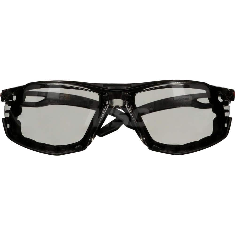 Safety Glass: Anti-Fog & Anti-Scratch, Polycarbonate, Gray Lenses, Frameless Clear Frame, Wraparound, Adjustable