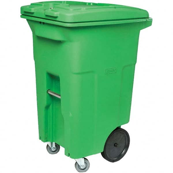 Toter - Trash Cans & Recycling Containers; Type: Trash Can ; Container Shape: Rectangle ; Container Size: 64 gal ; Container Graphics: None ; Color: Lime Green ; Finish: Smooth - Exact Industrial Supply