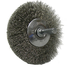 3″ Stem-Mounted Concave Crimped Wire Wheel, .014″ Stainless Steel Fill, 1/4″ Stem - Americas Industrial Supply