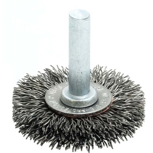 1-1/2″ Stem-Mounted Crimped Wire Radial Wheel, .014″ Steel Fill, 1/4″ Stem - Americas Industrial Supply