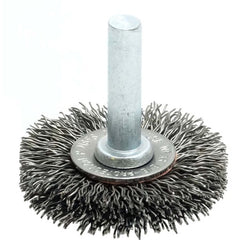 1-1/2″ Stem-Mounted Crimped Wire Radial Wheel, .014″ Steel Fill, 1/4″ Stem - Americas Industrial Supply