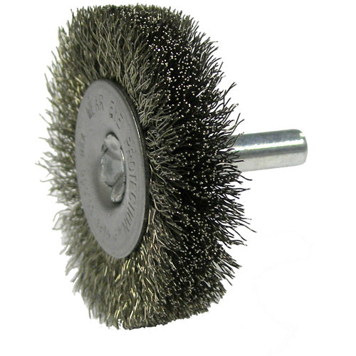 2″ Stem-Mounted Crimped Wire Radial Wheel, .006″ Steel Fill, 1/4″ Stem - Americas Industrial Supply