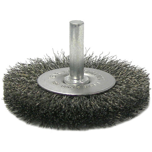 2-1/2″ Stem-Mounted Crimped Wire Radial Wheel, .008″ Steel Fill, 1/4″ Stem - Americas Industrial Supply
