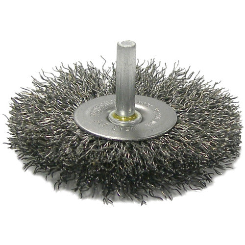 3″ Stem-Mounted Crimped Wire Radial Wheel, .020″ Steel Fill, 1/4″ Stem - Americas Industrial Supply