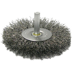 4″ Stem-Mounted Crimped Wire Radial Wheel, .008″ Steel Fill, 1/4″ Stem - Americas Industrial Supply