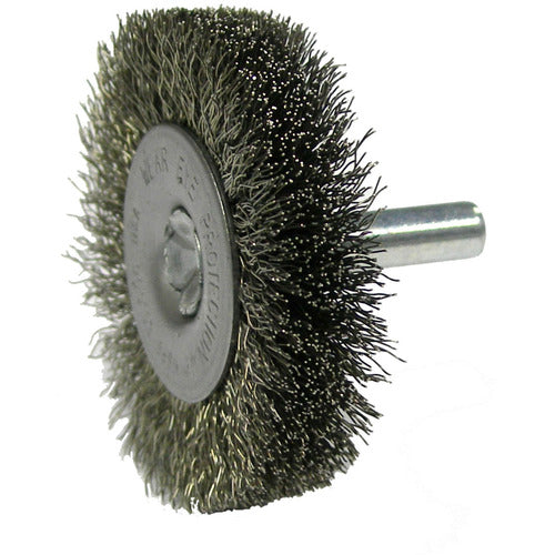 2″ Stem-Mounted Crimped Wire Radial Wheel, .014″ Stainless Steel Fill, 1/4″ Stem - Americas Industrial Supply