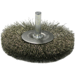 4″ Stem-Mounted Crimped Wire Radial Wheel, .014″ Stainless Steel Fill, 1/4″ Stem - Americas Industrial Supply