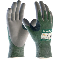 ‎18-570/XL Gloves for Cut Protection - MaxiCut - Green 15G Eng Yarn Shell - Gray Nitrile MicroFoam Grip - A2 - Exact Industrial Supply