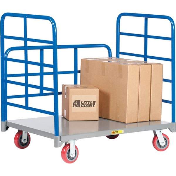 Little Giant - 3,600 Lb Capacity Steel Double End Rack Platform Truck - Steel Deck, 30" OAW, 60" Platform Length, Polyurethane Casters - Americas Industrial Supply