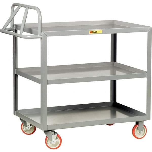 Little Giant - 1,200 Lb Capacity, 24" Wide x 48" Long x 35" High Cart - 3 Shelf, Steel, Polyurethane Casters - Americas Industrial Supply