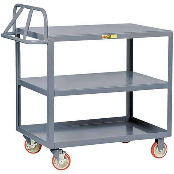Little Giant - 1,200 Lb Capacity, 24" Wide x 48" Long x 35" High Cart - 3 Shelf, Steel, Polyurethane Casters - Americas Industrial Supply