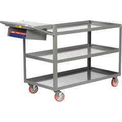 Little Giant - 1,200 Lb Capacity, 24" Wide x 48" Long x 35" High Order Picking Cart - 3 Shelf, Steel, 2 Rigid/2 Swivel Casters - Americas Industrial Supply