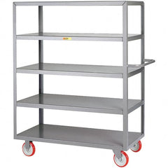 Little Giant - 1,200 Lb Capacity, 24" Wide x 48" Long x 61-1/2" High Service Cart - 5 Shelf, Steel, Polyurethane Casters - Americas Industrial Supply