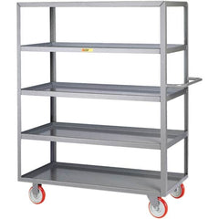 Little Giant - 1,200 Lb Capacity, 18" Wide x 32" Long x 62" High Service Cart - 5 Shelf, Steel, Polyurethane Casters - Americas Industrial Supply