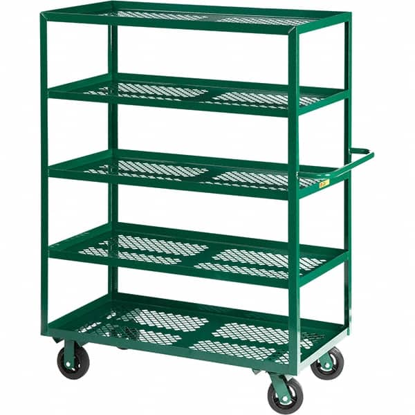 Little Giant - 2,000 Lb Capacity Steel Platform Truck - Steel Deck, 30" OAW, 60" Platform Length, Mold On Rubber Casters - Americas Industrial Supply