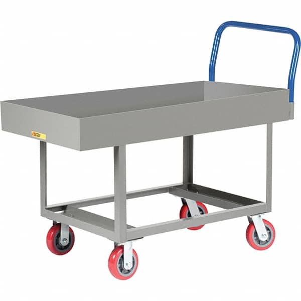 Little Giant - 2,000 Lb Capacity Steel Platform Truck - Steel Deck, 30" OAW, 61-1/2" Platform Length, Polyurethane Casters - Americas Industrial Supply