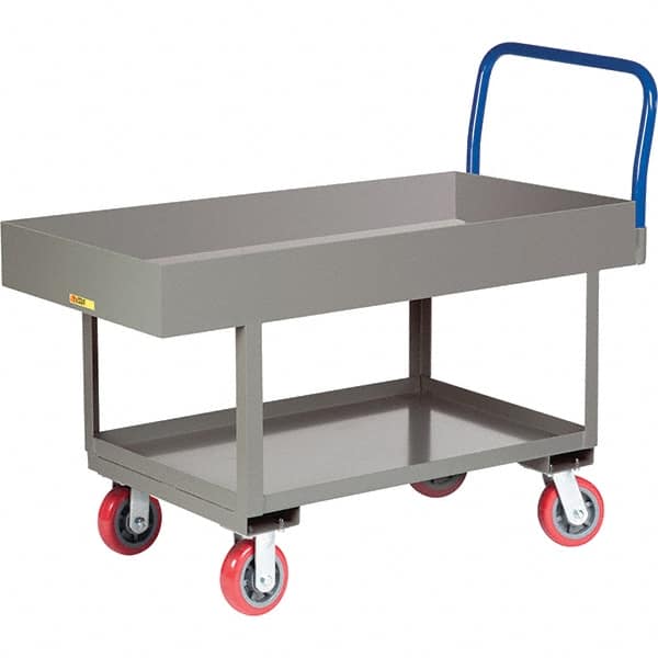 Little Giant - 2,000 Lb Capacity Steel Platform Truck - Steel Deck, 30" OAW, 61-1/2" Platform Length, Polyurethane Casters - Americas Industrial Supply