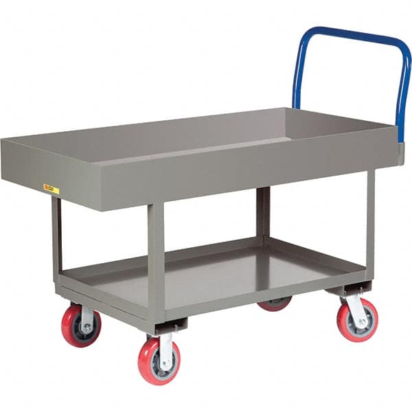 Little Giant - 2,000 Lb Capacity Steel Platform Truck - Steel Deck, 30" OAW, 49-1/2" Platform Length, Polyurethane Casters - Americas Industrial Supply
