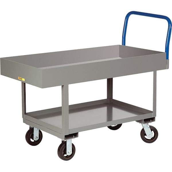 Little Giant - 2,000 Lb Capacity Steel Platform Truck - Steel Deck, 30" OAW, 49-1/2" Platform Length, Mold On Rubber Casters - Americas Industrial Supply