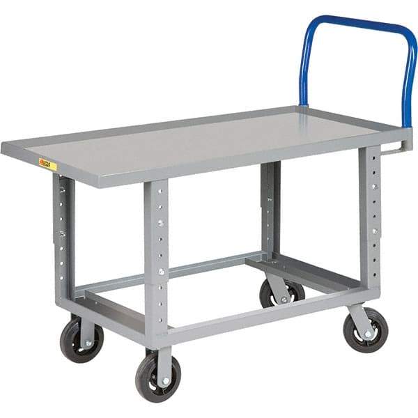 Little Giant - 2,000 Lb Capacity Steel Platform Truck - Steel Deck, 30" OAW, 48" Platform Length, Mold On Rubber Casters - Americas Industrial Supply