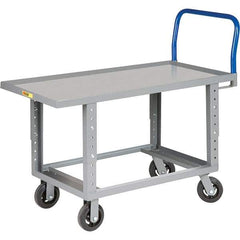Little Giant - 2,000 Lb Capacity Steel Platform Truck - Steel Deck, 24" OAW, 60" Platform Length, Mold On Rubber Casters - Americas Industrial Supply