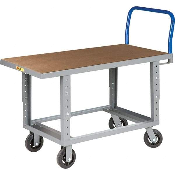 Little Giant - 2,000 Lb Capacity Steel Platform Truck - Steel Deck, 24" OAW, 48" Platform Length, Mold On Rubber Casters - Americas Industrial Supply