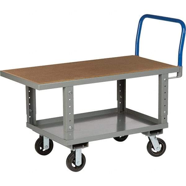 Little Giant - 2,000 Lb Capacity Steel Platform Truck - Steel Deck, 24" OAW, 60" Platform Length, Mold On Rubber Casters - Americas Industrial Supply