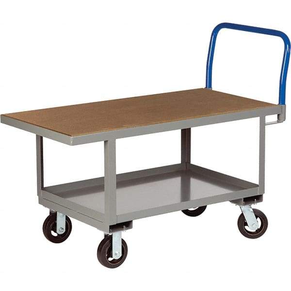 Little Giant - 2,000 Lb Capacity Steel Platform Truck - Steel Deck, 30" OAW, 48" Platform Length, Mold On Rubber Casters - Americas Industrial Supply