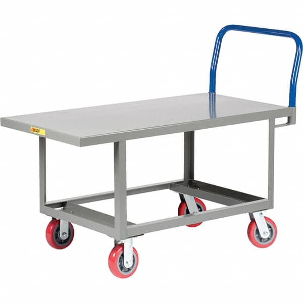 Little Giant - 2,000 Lb Capacity Steel Platform Truck - Steel Deck, 30" OAW, 49-1/2" Platform Length, Polyurethane Casters - Americas Industrial Supply