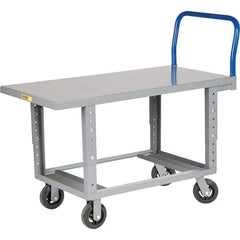 Little Giant - 2,000 Lb Capacity Steel Platform Truck - Steel Deck, 30" OAW, 48" Platform Length, Mold On Rubber Casters - Americas Industrial Supply