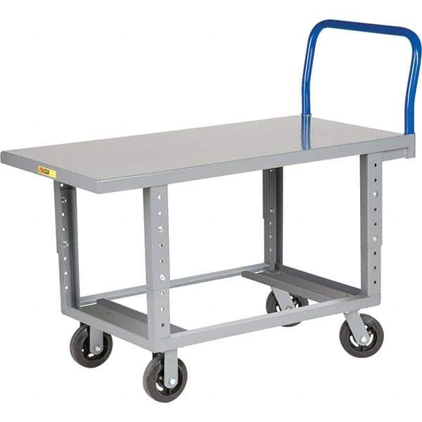 Little Giant - 2,000 Lb Capacity Steel Platform Truck - Steel Deck, 24" OAW, 60" Platform Length, Mold On Rubber Casters - Americas Industrial Supply