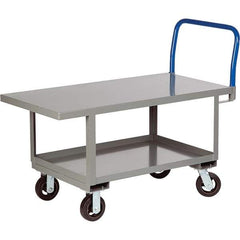 Little Giant - 2,000 Lb Capacity Steel Platform Truck - Steel Deck, 24" OAW, 48" Platform Length, Mold On Rubber Casters - Americas Industrial Supply