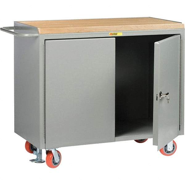 Little Giant - 3,600 Lb Capacity, 2 Door Mobile Service Bench - 41" Wide x 24" Deep x 43" High, Steel, Gray - Americas Industrial Supply