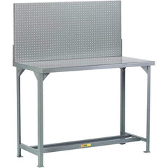 Little Giant - 72 Wide x 30" Deep x 60" High, Steel Workbench with Pegboard - Fixed Legs - Americas Industrial Supply