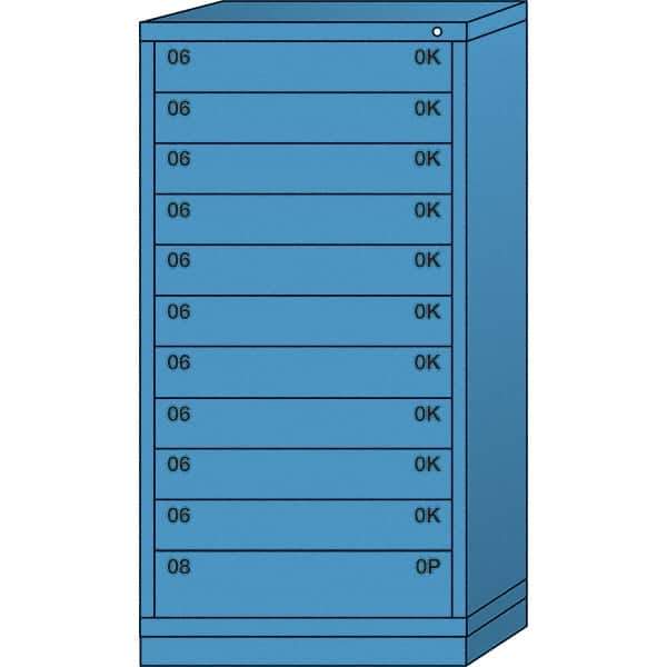 Lyon - 11 Drawer, Standard Eye-Level - Multiple Drawer Access Cabinet - Steel, 30" Wide x 28-1/4" Deep x 59-1/4" High, Wedgewood Blue - Americas Industrial Supply