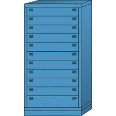 Lyon - 11 Drawer, Standard Eye-Level - Multiple Drawer Access Cabinet - Steel, 30" Wide x 28-1/4" Deep x 59-1/4" High, Wedgewood Blue - Americas Industrial Supply