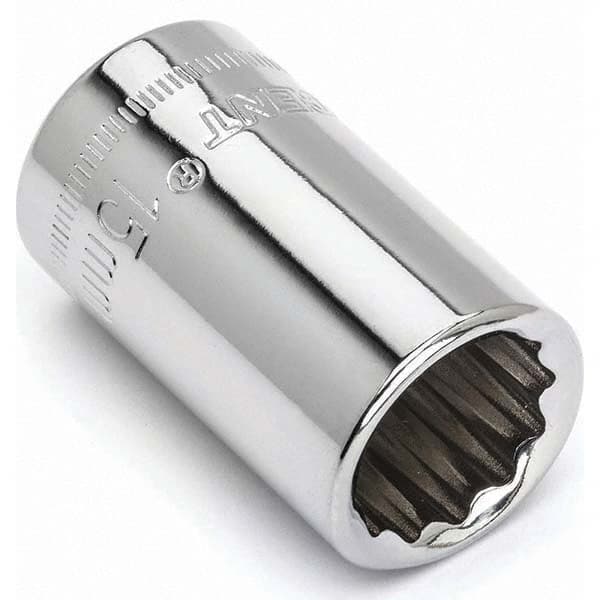 Hand Socket: 15 mm Socket, 12-Point Polished